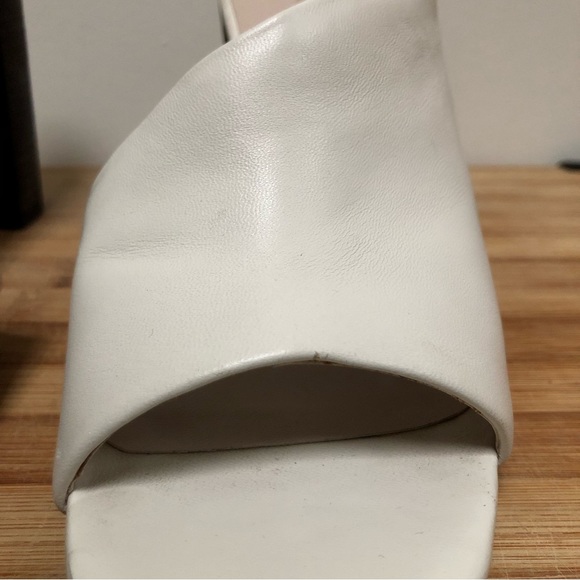 Trina Turk Open Toe Leather Asymmetrical Heeled Mule - Picture 11 of 11